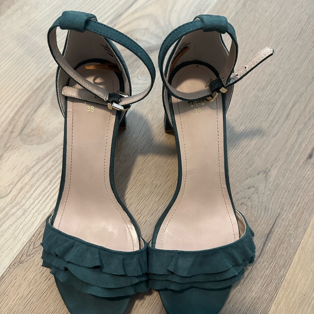 Elegant Green Ankle Strap Heels